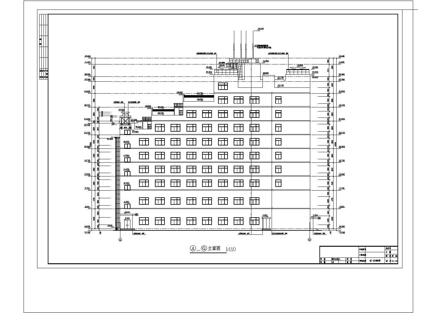 9层11433.5平米酒店建筑施工cad图纸设计