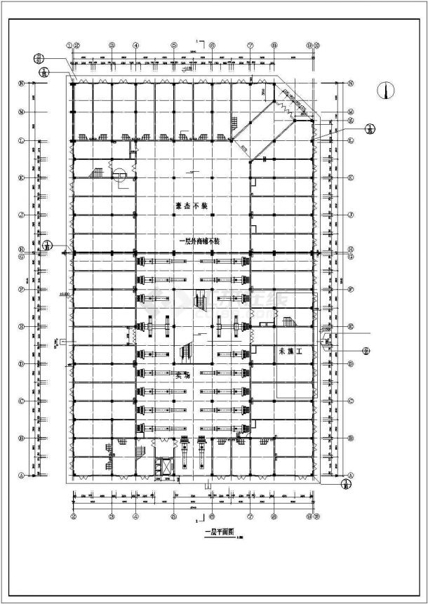 多层商场建筑空调通风系统设计施工CAD图（风冷模块机组）-图一