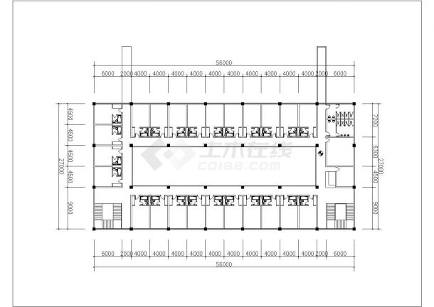 蚌埠市某高校3900平米4层框架结构服务中心平面设计CAD图纸-图一