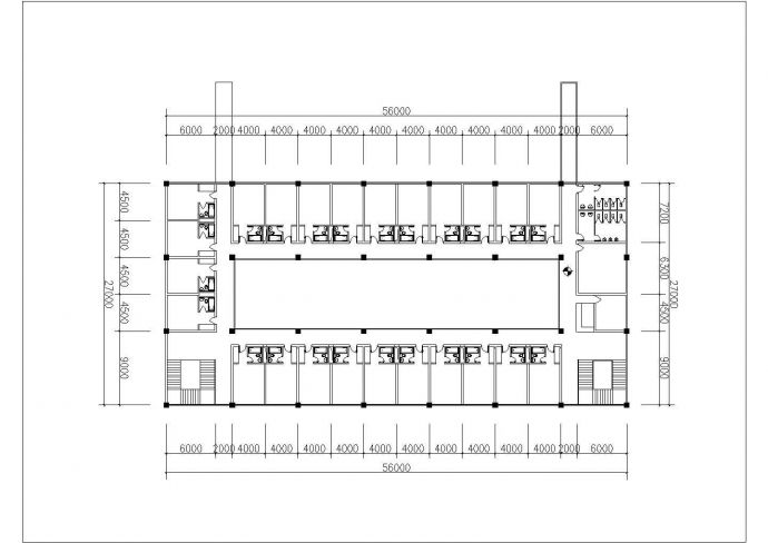 蚌埠市某高校3900平米4层框架结构服务中心平面设计CAD图纸_图1