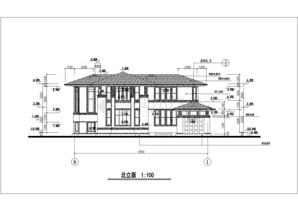 某市中式别墅建筑设计CAD图纸-图二