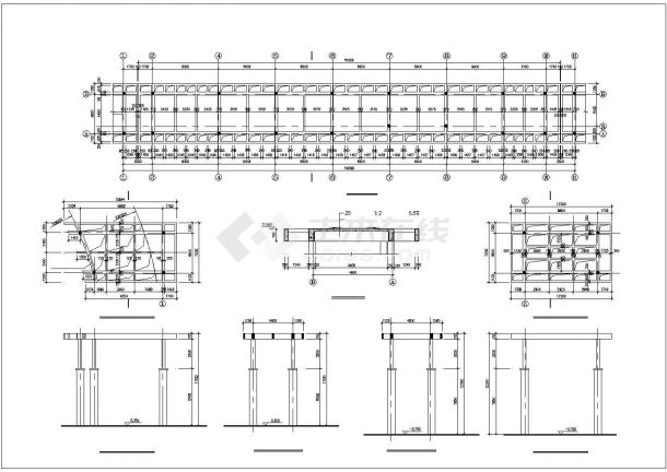 某高校2800平米2层框架结构学术礼堂平立剖面设计CAD图纸-图二