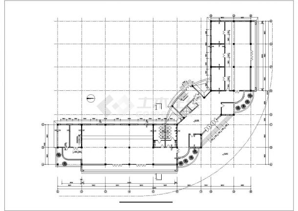 7200平米6层框架结构商业办公楼平立剖面设计CAD图纸-图一