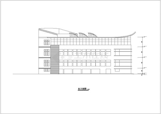 沈阳市铁西区某市政单位2800平米4层框架办公楼平立剖面设计CAD图纸-图二