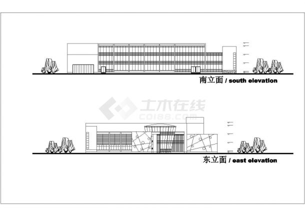 武汉市某钢铁厂3900平米3层框架结构工会综合楼平立剖面设计CAD图纸-图一