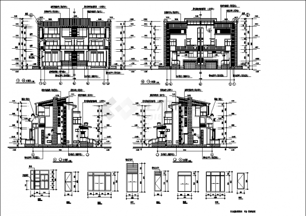 二套苏州小区别墅住宅楼建筑设计施工cad图纸（含说明）-图二