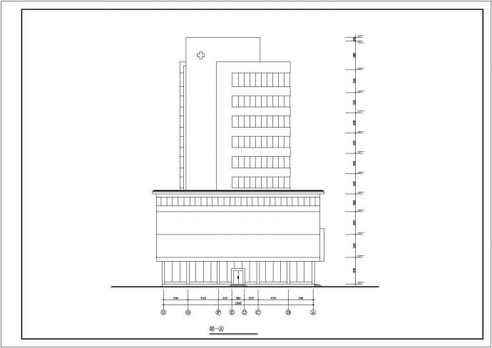 成都某医院8900平米10层框剪结构门诊综合楼平立面设计CAD图纸_图1