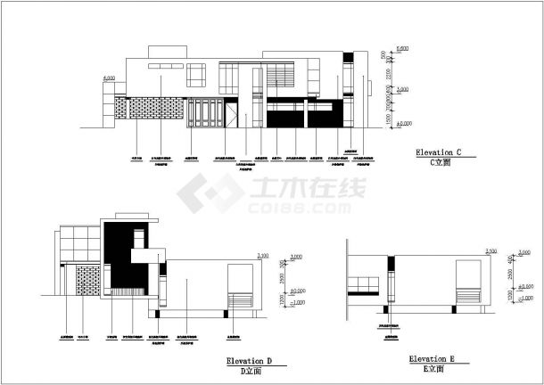 340平米2层框架结构单体别墅建筑+结构设计CAD图纸（含效果图）-图一