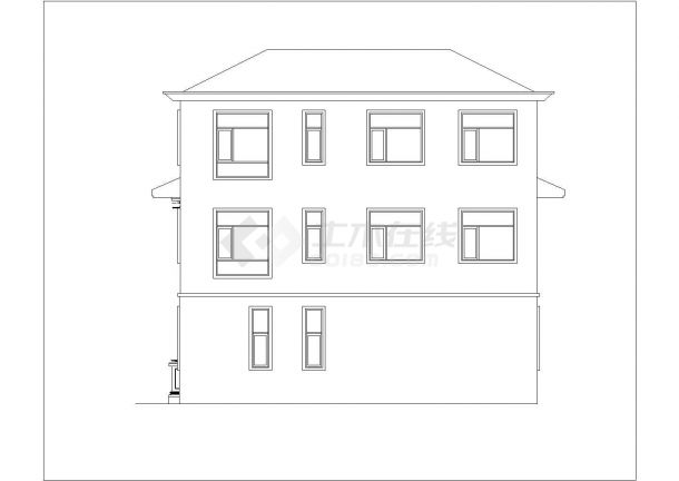 329平米3层砖混结构单体乡村别墅平立剖面设计CAD图纸-图一
