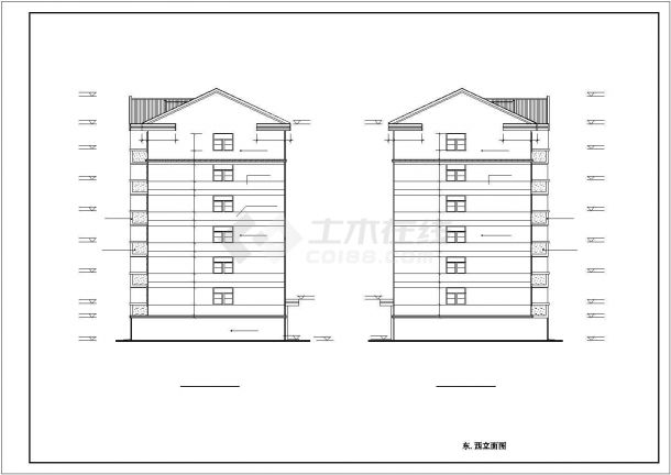太原市某小区4600平米6层砖混结构民居住宅楼建筑设计CAD图纸-图二