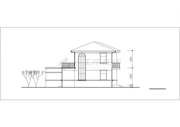 某片区2层框混结构双拼式别墅设计CAD图纸-图一
