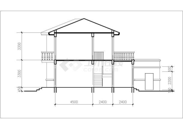 某片区2层框混结构双拼式别墅设计CAD图纸-图二