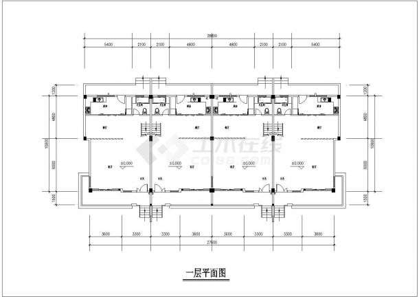 双拼别墅27.60&10.80米建筑设计施工图-图一