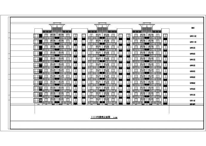 徐州某小区9700平米12层框架板式结构住宅楼平立剖面设计CAD图纸_图1