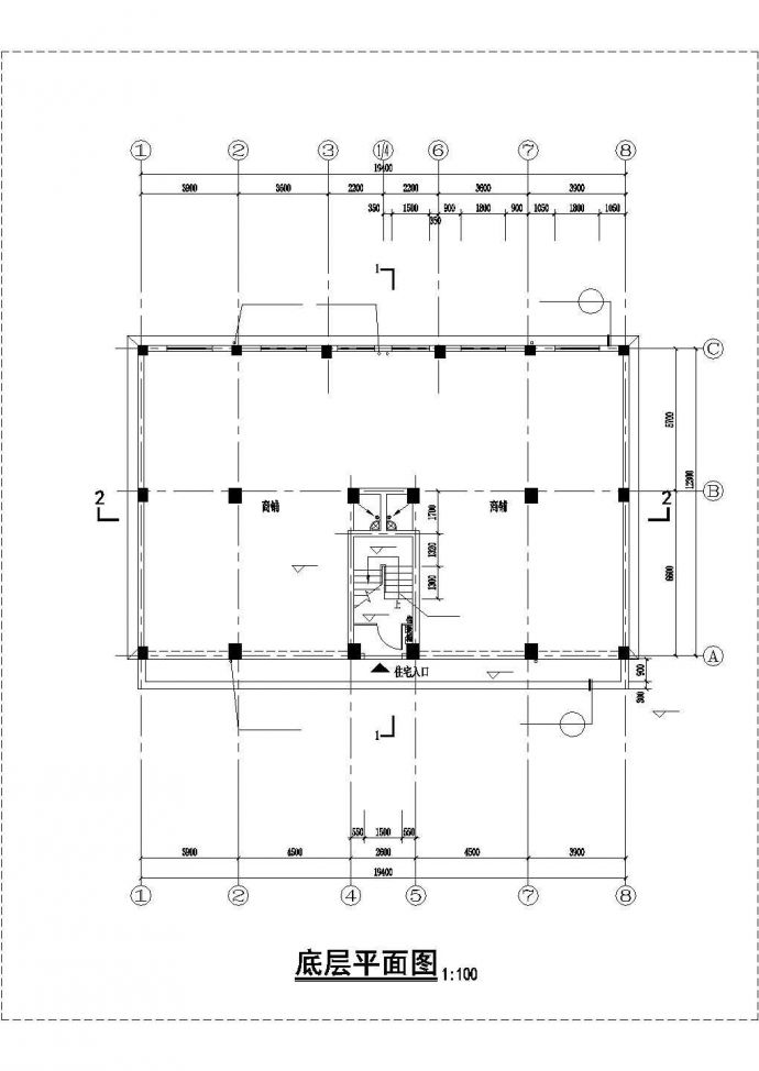 某小型6层框架结构住宅楼全套建筑设计CAD图纸_图1