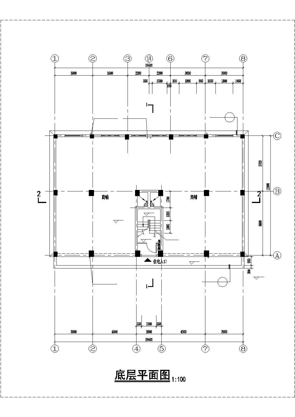 某小型6层框架结构住宅楼全套建筑设计CAD图纸