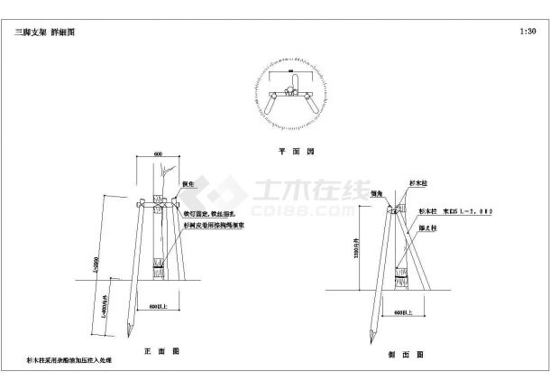 某公园精致园林树木支架CAD图-图一