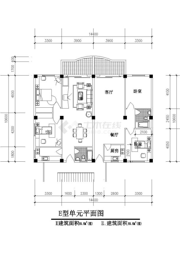 板式多层一梯两户有跃层户型图纸-图一