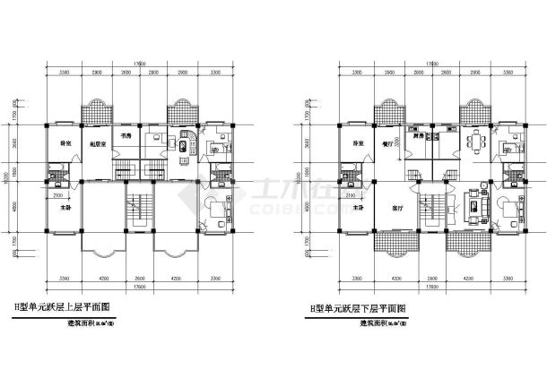 板式多层一梯两户型施工CAD图纸-图一