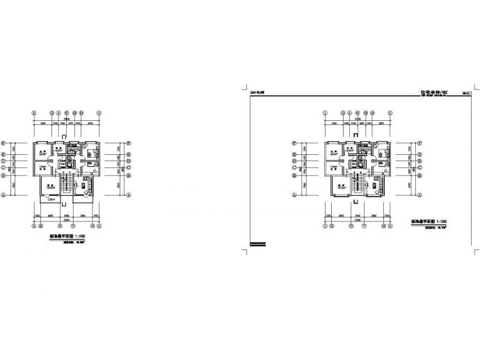 板式多层一梯两户二室一厅一卫户型施工图纸_图1