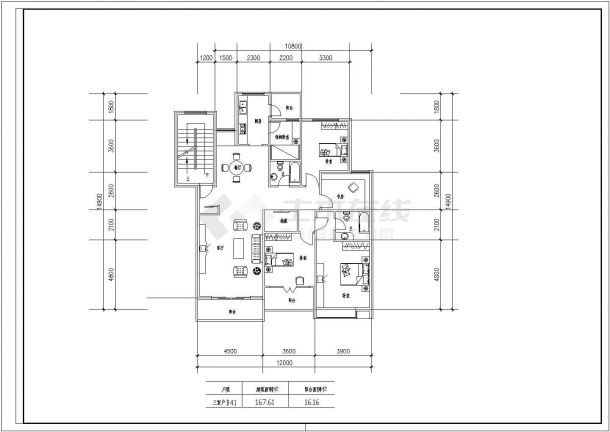 板式多层一梯两户户型施工CAD图-图二