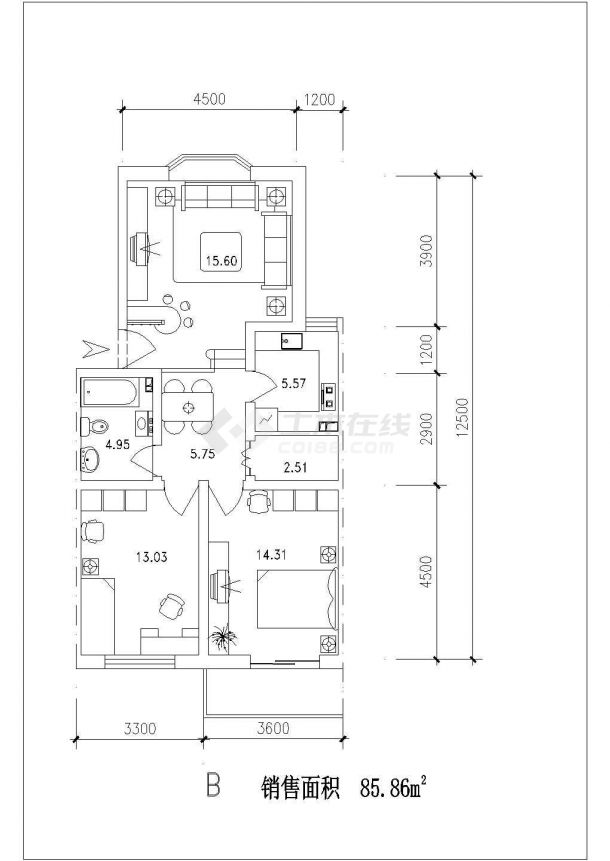 南京市金岸家园小区经典热门户型设计CAD图纸（共14张）-图一