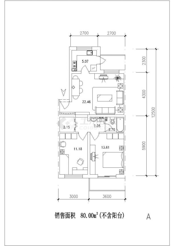 南京市金岸家园小区经典热门户型设计CAD图纸（共14张）-图二