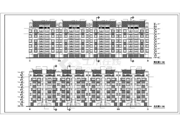 广州市某小区4600平米6层砖混结构住宅楼建筑设计CAD图纸-图二