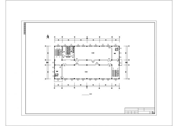 三层框架图书馆钢筋施工建筑设计cad图，共十四张_图1