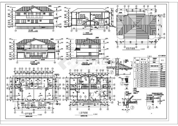 两层双拼别墅施工设计cad图，含设计说明-图二