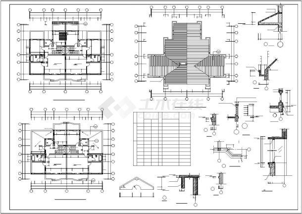 某精典的双拼3层别墅施工全套CAD参考图-图一