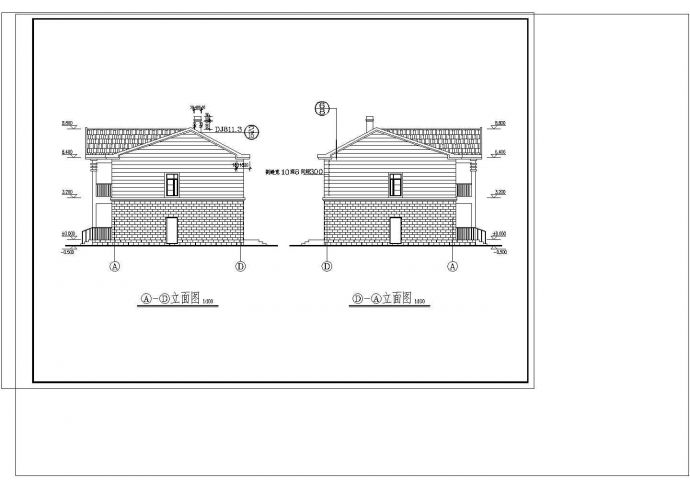 二层双拼别墅设计cad图（长20.3m宽10.4m）_图1