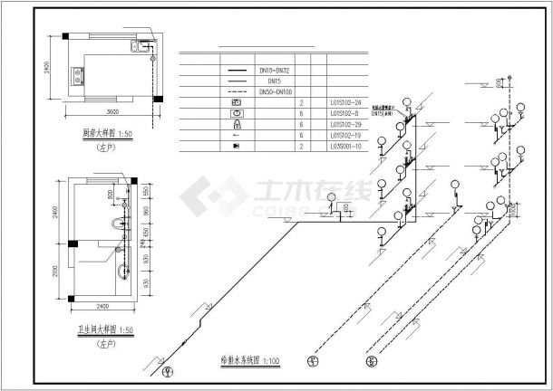 某2+1阁楼层双拼别墅给排水设计CAD图纸（长20.24米 宽11.24米 ）-图一