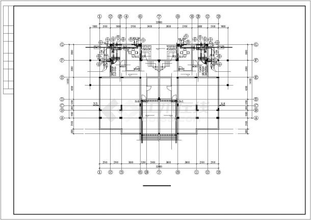 某地下1地上2层双拼别墅给排水CAD图纸（长22.8米 宽18.6米 ）-图一