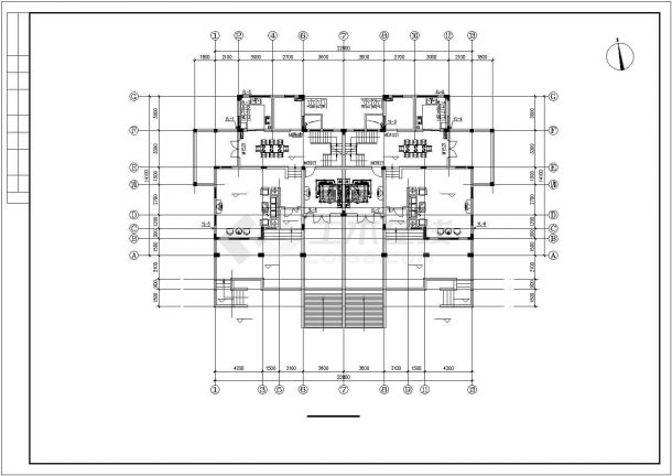 某地下1地上2层双拼别墅给排水CAD图纸（长22.8米 宽18.6米 ）-图二