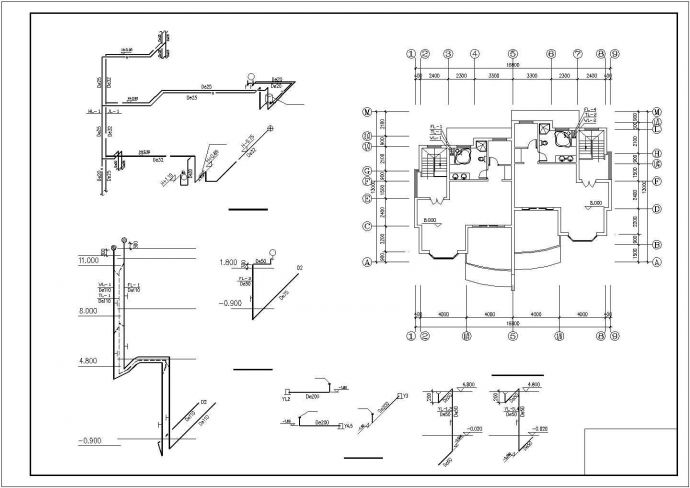 某地下1地上3层双拼别墅给排水设计cad图纸，含施工说明_图1