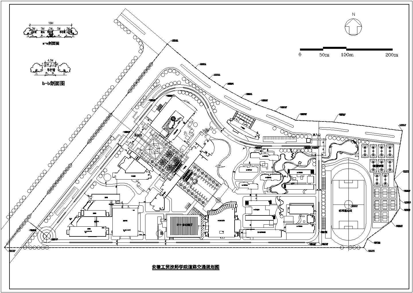 马鞍山工贸技工学校建筑施工全套完整大样图CAD总体规划