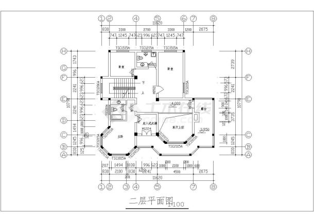 某二层别墅建施方案图-图二