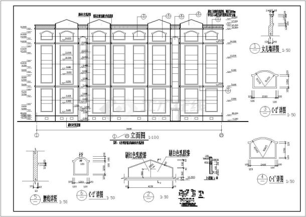 南方地区某师范大学2320平米6层教师住宅楼建筑设计CAD图纸-图二