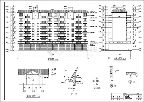 某小区七层砖混结构商品住宅楼建筑方设计全套cad图（含建筑设计说明及结构说明）-图一