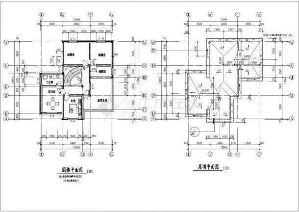襄阳市某村镇2层砖混结构私人住宅楼建筑设计CAD图纸（含阁楼）-图二