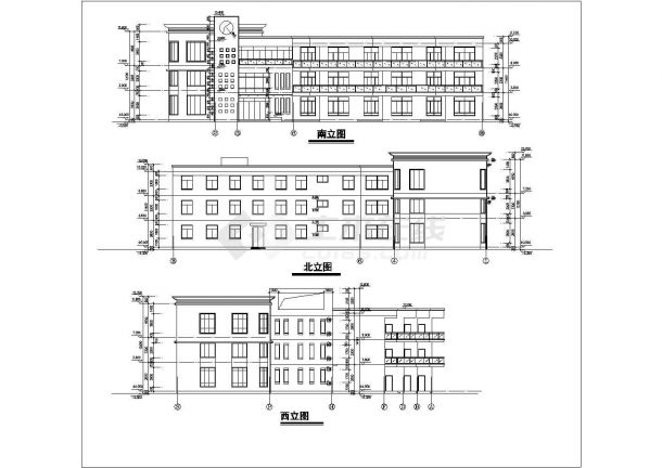 成都市某幼儿园2000平米3层框架结构教学楼平立剖面设计CAD图纸-图二