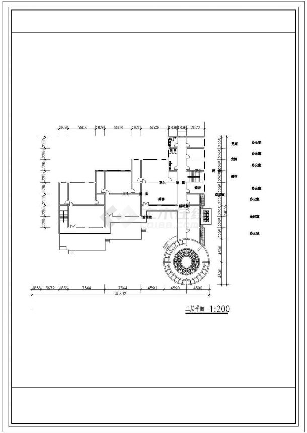 2层幼儿园共6个班建筑方案CAD图纸-图二