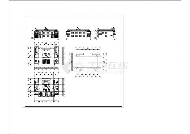 长21.6米 宽16.2米 2层双拼别墅建筑方案设计图【平立】-图一