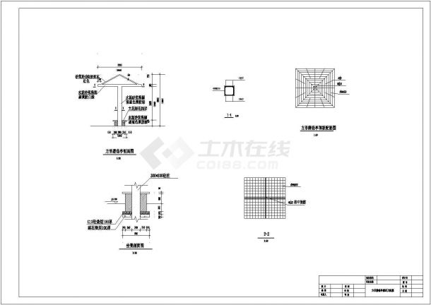 精美方形蘑菇亭设计CAD立面图-图一