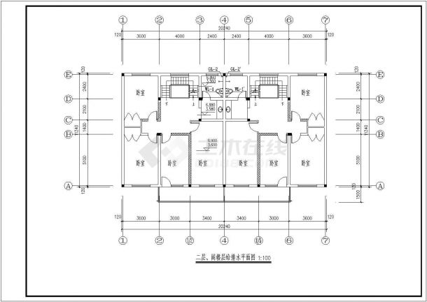 长20.24米 宽11.24米 2+1阁楼层双拼别墅水施【给排水设计及施工说明 各层给排水平面 厨卫大样 给排水系统图 设备表】-图一