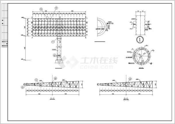 某高速公路广告牌钢结构设计cad施工图纸-图二