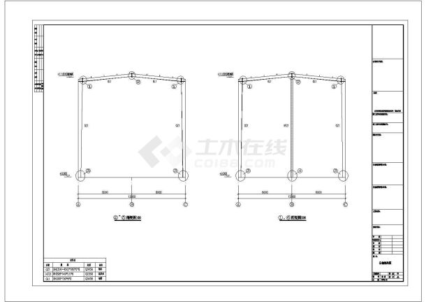 广西某12米跨度工程CAD施工图纸-图二