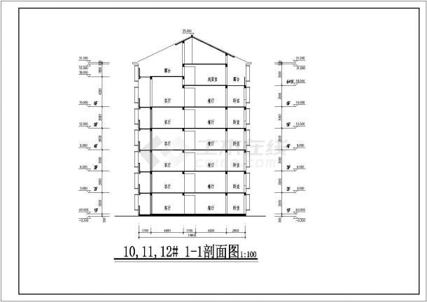 某城市六层带跃层小区住宅楼建筑设计cad详图（含户型、房型说明）-图二