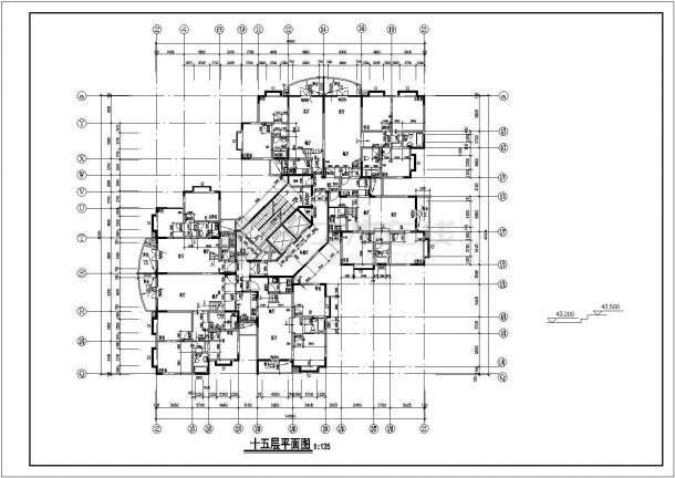 高层建筑全套施工图纸CAD文件-图二